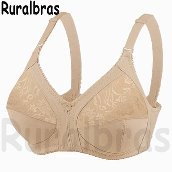 Ruralbras Solid wome cotton Bra push up Full Coverage Wireless Bras Minimizer Top Plus Size 115F 110E 105E 100D 95E 90D 85E 80D 1