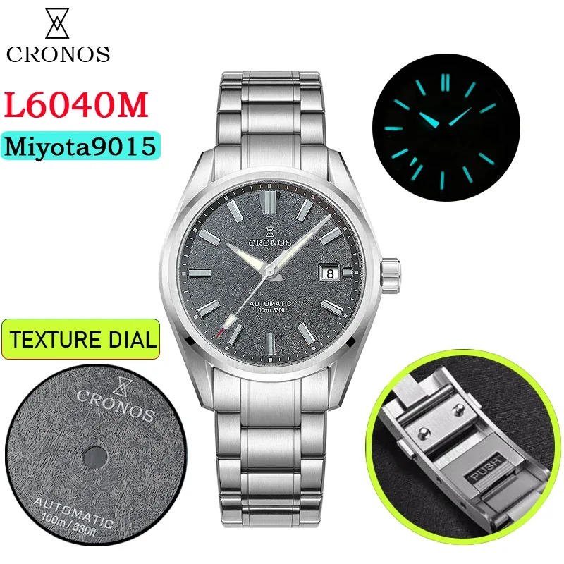 Cronos L6040 Men Watch Miyota 9015 Movement Sapphire Crystal