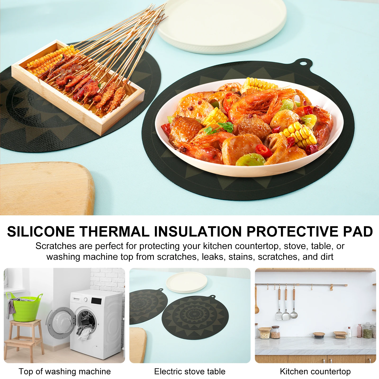 Induction Cooktop Thermochromic Silicone Protector Mat Set - Heat-Activated Kitchen Accessories