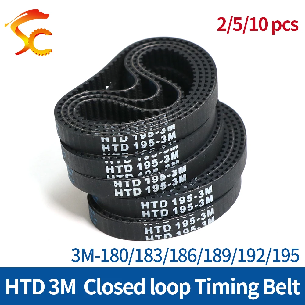 

HTD 3M Timing Belt 3M-180/183/186/189/192/195 closed loop rubber Drive Belt width 6/10/15mm closed loop Belt For 3D printers