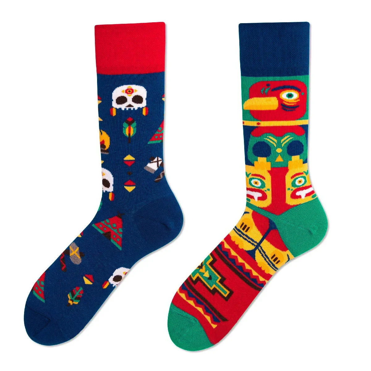 thumbnail image 1 of Nuevos calcetines asimétricos de moda con diseño creativo de pareja AB, calcetines largos de algodón con tubo de jacquard y dibujos animados personalizados a la moda, 1 of 5