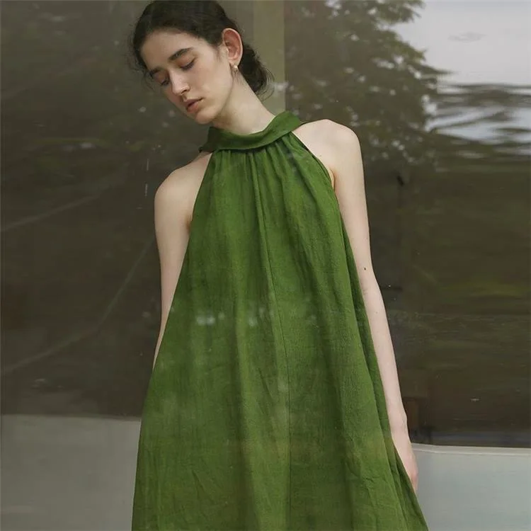 chinese dress ladies Te Amo Halterneck Open Back Midi Dress Champagne– Selfie Leslie main image 0