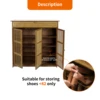 4 Tier Bamboo Shoe Storage Cabinet Wooden Shoes Rack with 3 Hollow Doors 4