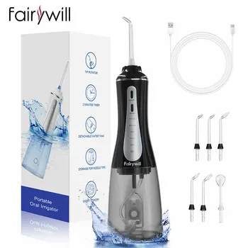 휴대용 구강 세정기, 페어리윌 워터 플로서, 5 가지 모드, 치과 워터 제트, 350ml 물 탱크, 치아 클리너, USB 충전 방수