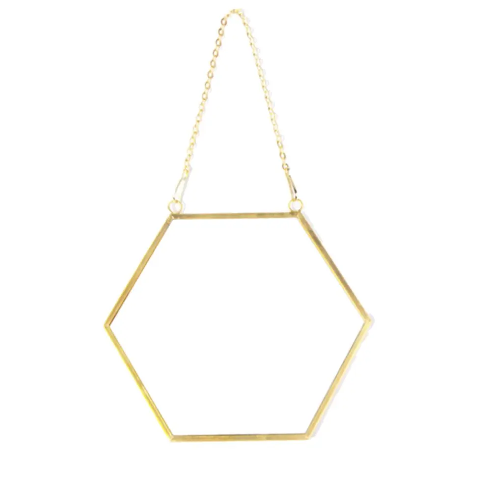 Tanie Skandynawska minimalistyczna dekoracja wnętrz geometryczny kształt złoty mosiądz sześciokątne lustro lustro łazienkowe