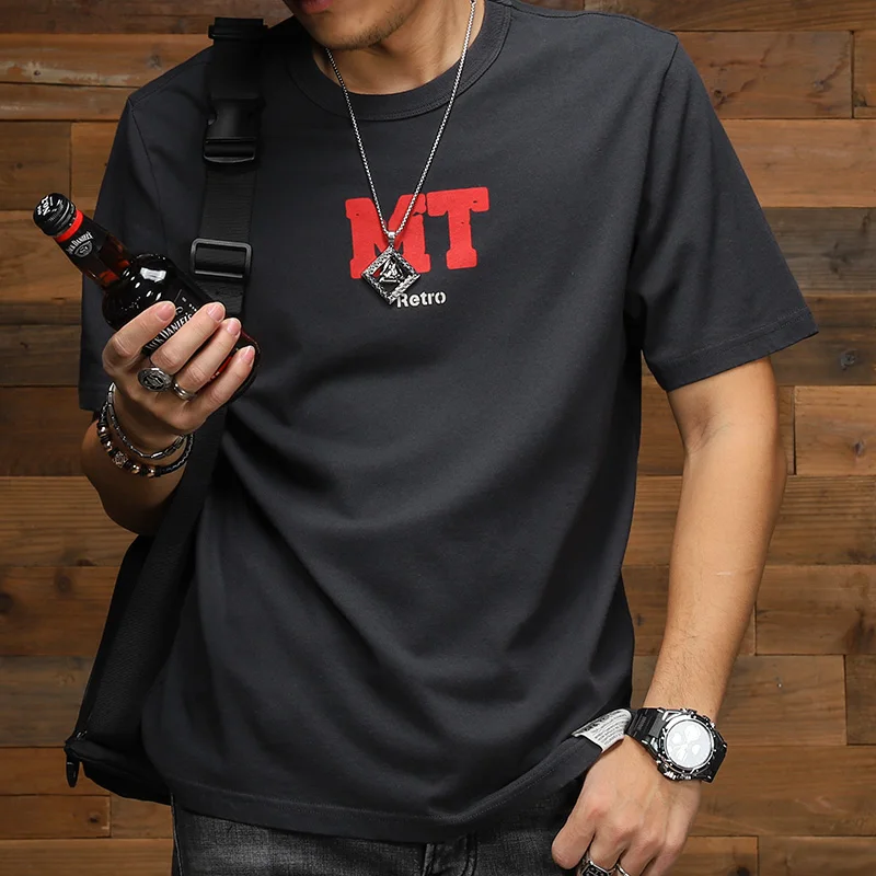 

Summer short-sleeved T-shirt men's Japanese simple cotton heavy T-shirt loose trend on everything American casual clothes