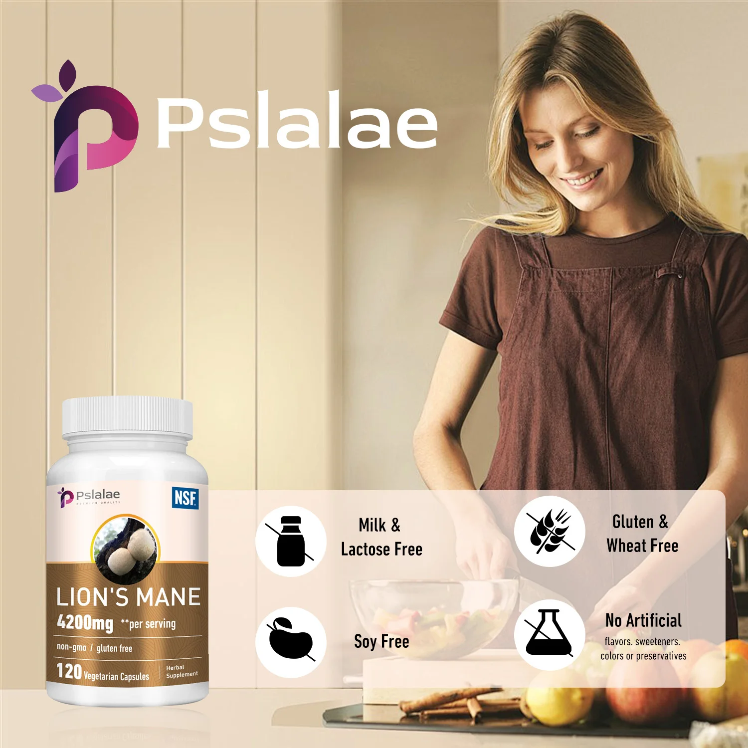 Lions Mane-Immune System Booster Improve Memory Protect Brain Nerves Relieve Stress lions mane mushroom capsules