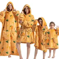 Super Long Oversized Winter Sherpa Blanket Plush Flannel Warm Family Matching Hoodie Halloween Homewear Avocado Women Sweatshirt 2