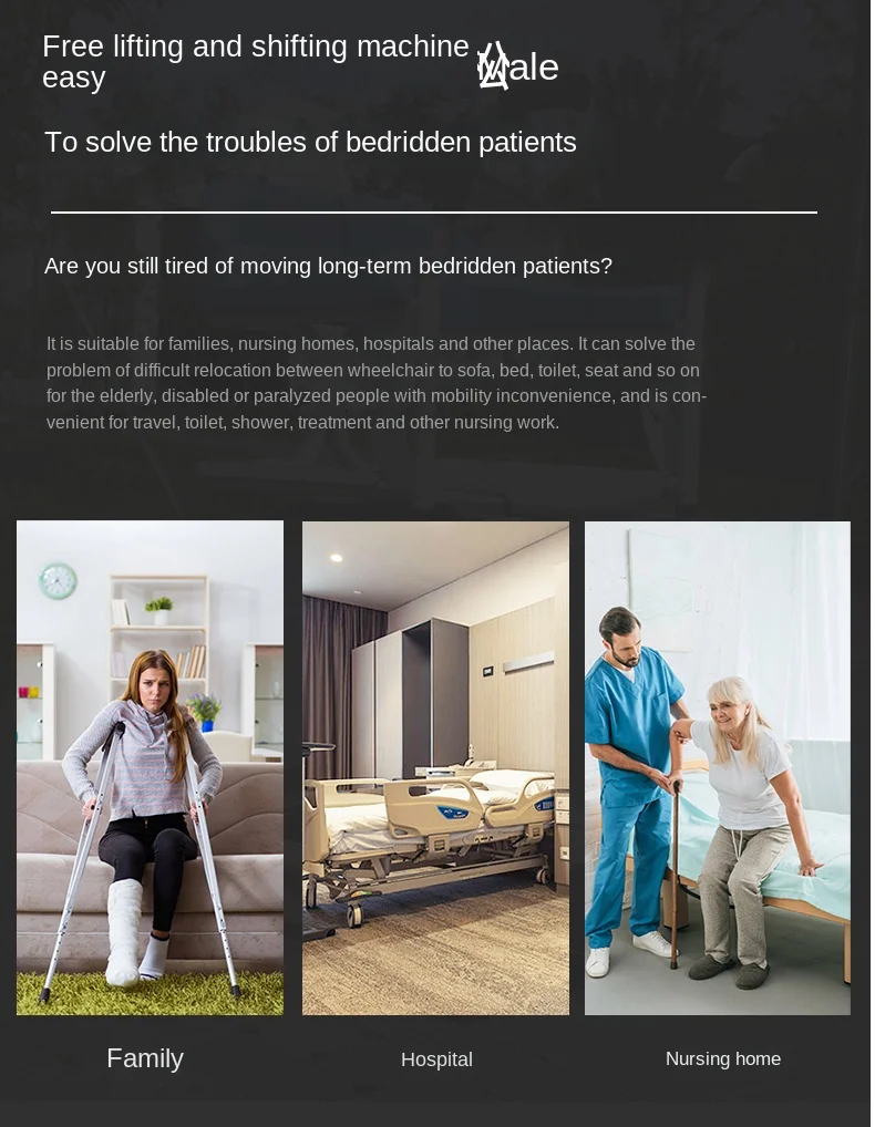 Transfer Machine Multifunctional Lifting Device Bed Rest Home Care Disabled Elderly Sitting Bathing Walking 5