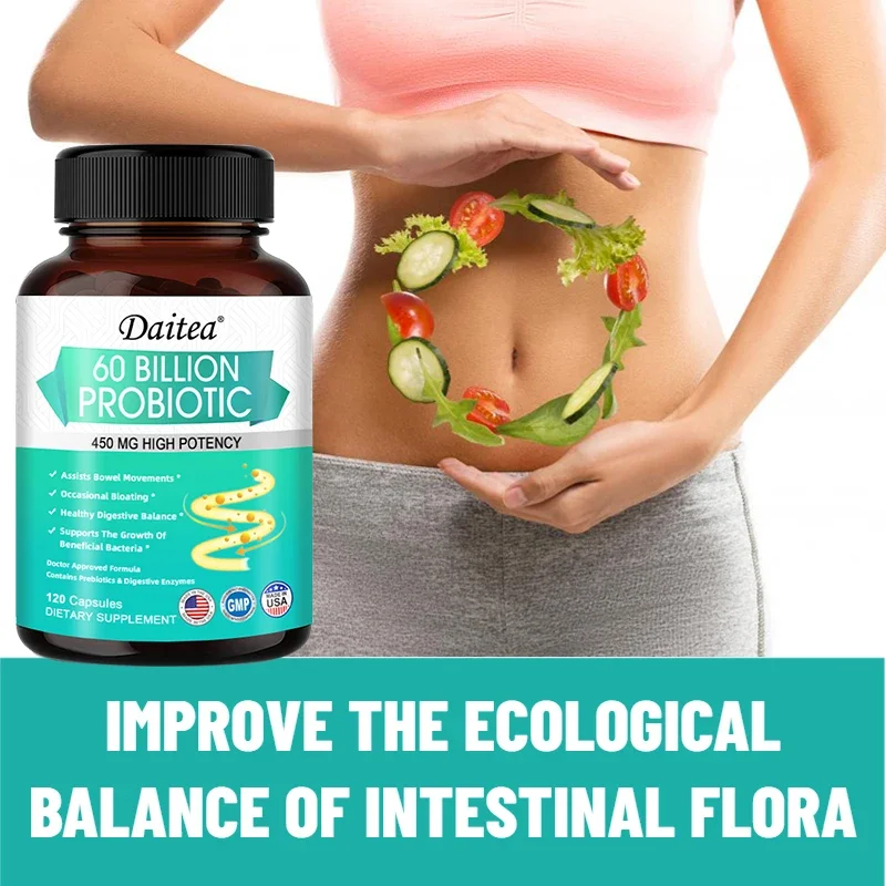 

Daily Probiotic, Digestive Health Capsules, Support Occasional Diarrhea, Gas and Bloating, Gluten Free, Vegan