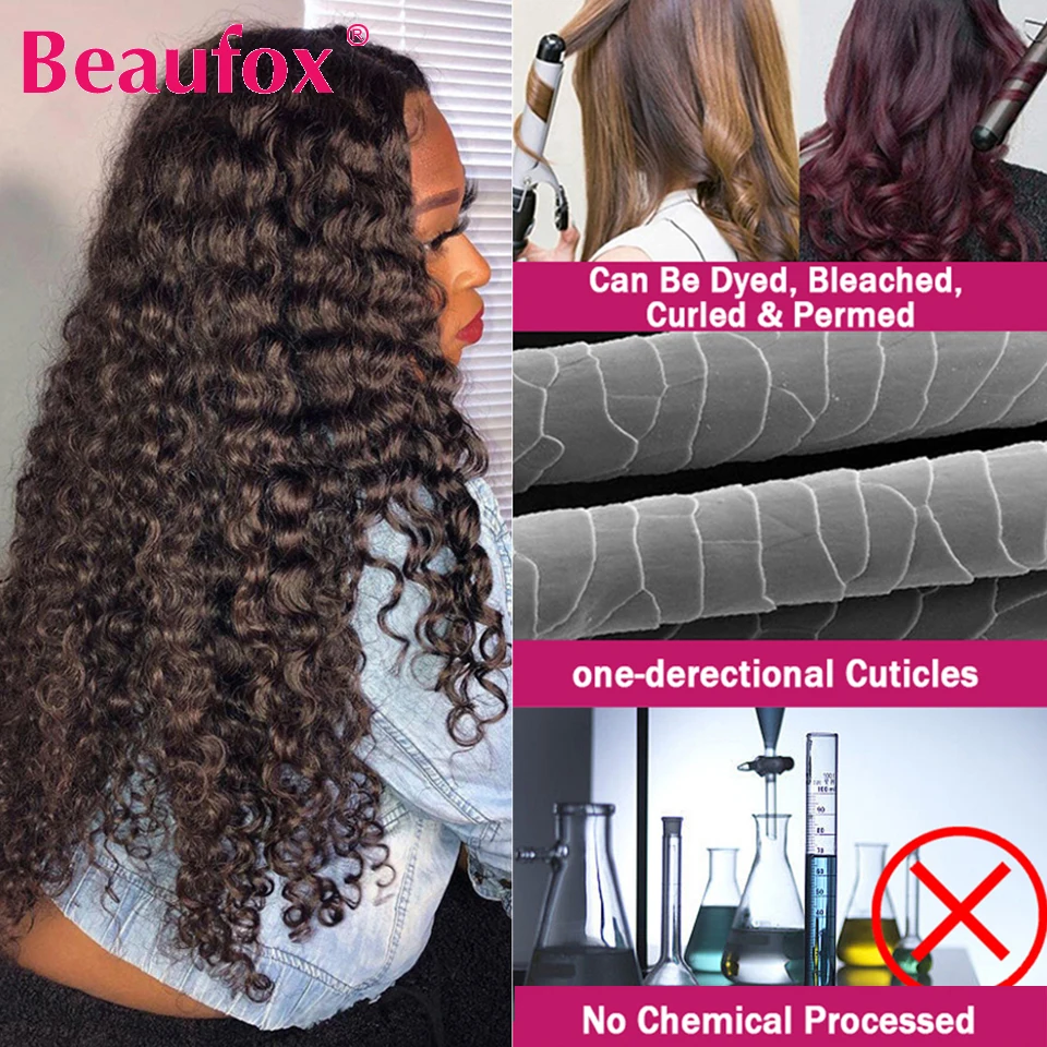 Beaufox Malaysian Water Wave Bundles Curly Hair 1/3/4 Bundle Human Hair Remy Ocean Water Wave Human Hair Bundles Extensions 30" 2