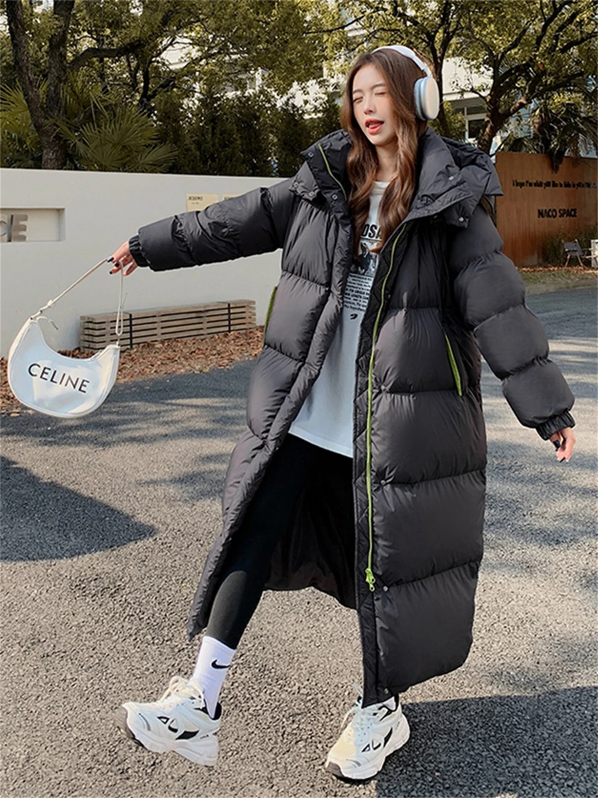 2022 New Thickened Long Over Knee Down Cotton Jacket Hooded Down Cotton Jacket Casual Design Coat