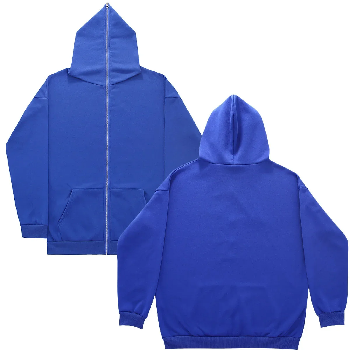 Blank Full Zipper Retro Couple Hip Hop Hoodies&Sweatshirt Loose Oversized Harajuk High Street Men's Women's Streetwear Coat 5