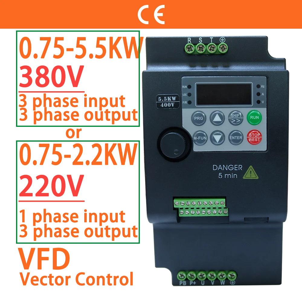 380V or 220V VFD Variable Frequency Drive Vector Control Converter