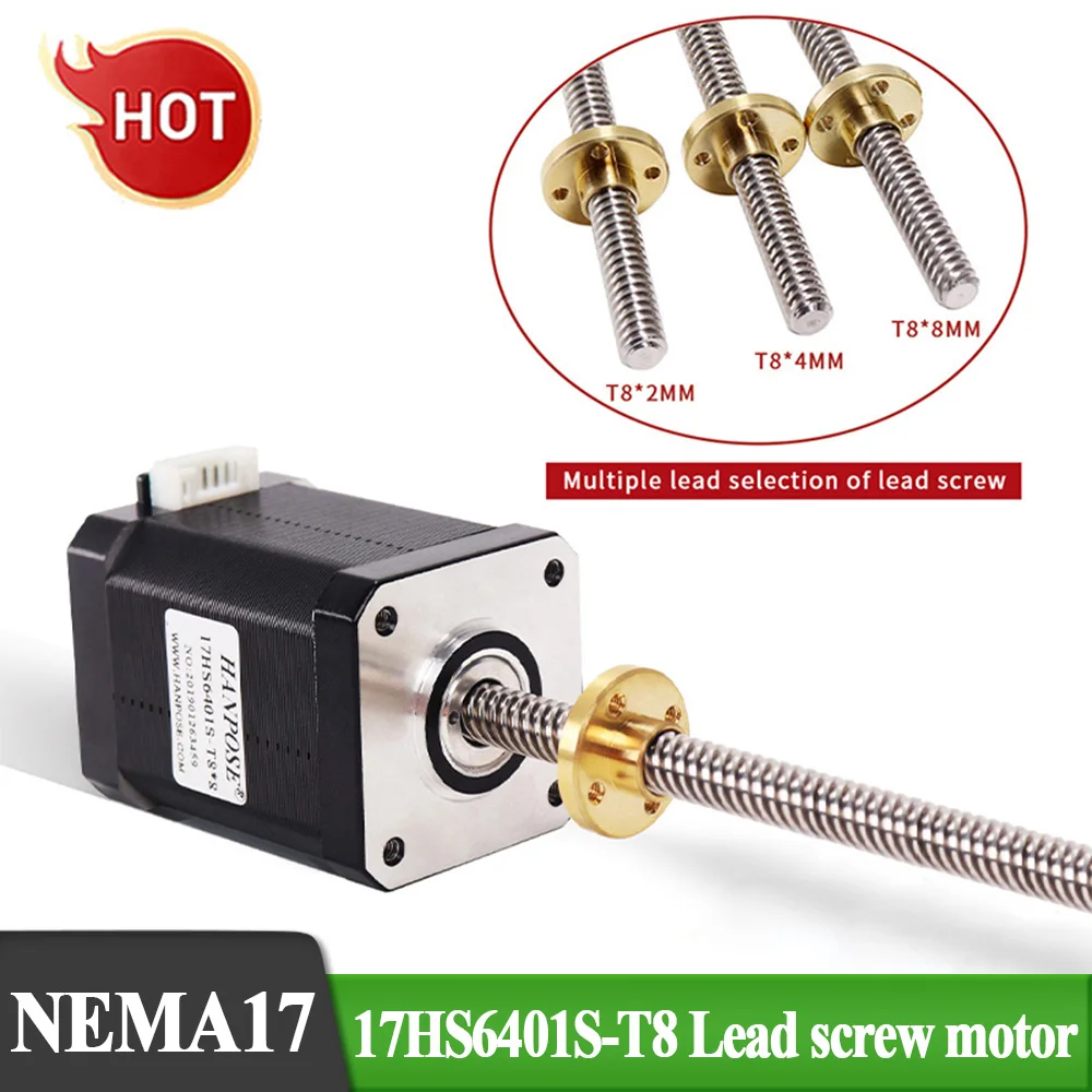 

hanpose L100-500mm 17HS6401S-T8 lead screw 2/4/8mm mill cut cnc engraving machine for 3D printer nema17 Screw stepper motor