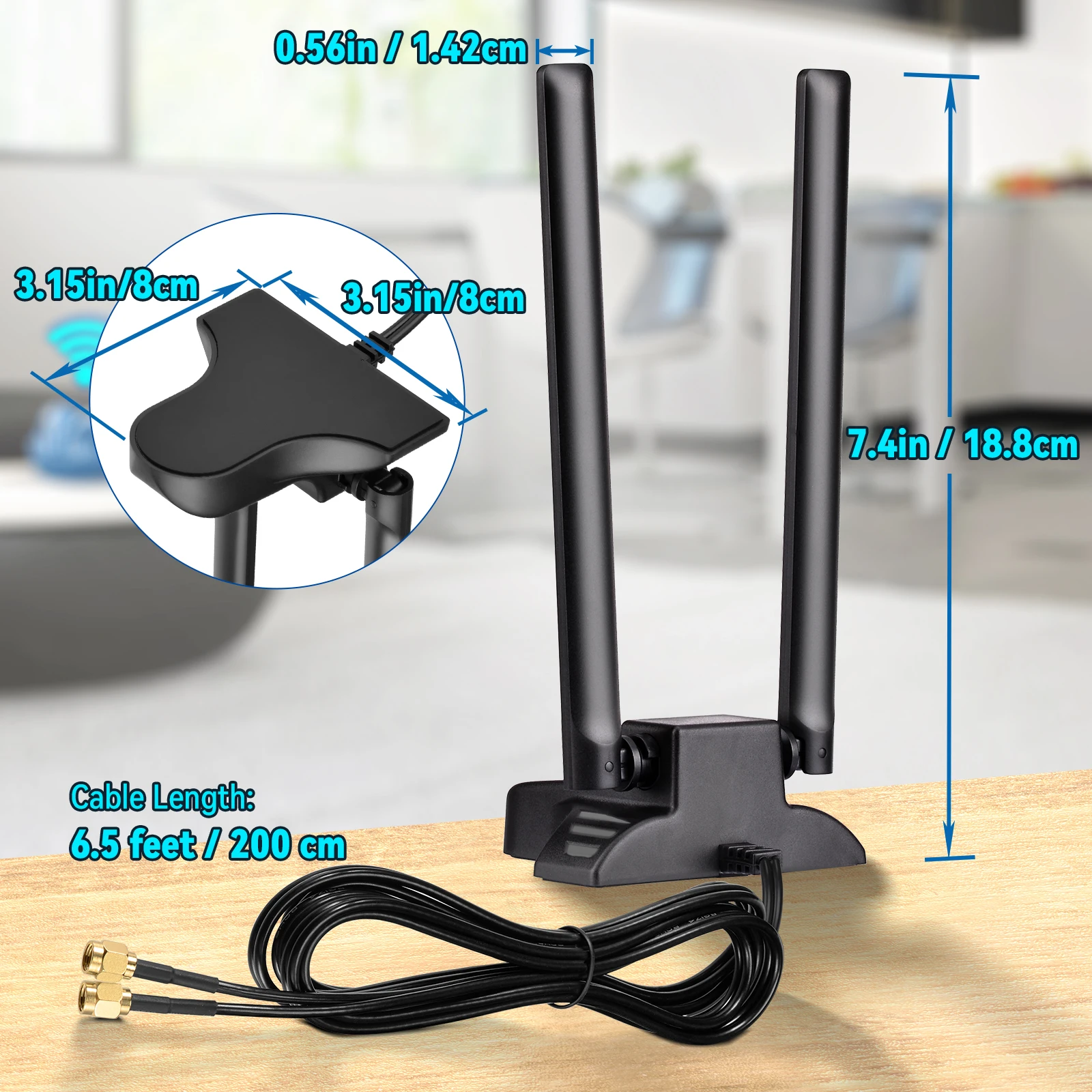 Dual Band WiFi Antenna for Wireless Network Routers and Hotspots