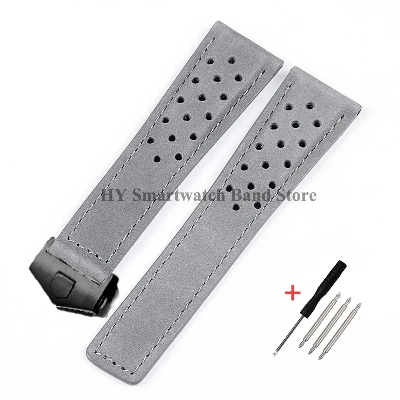 Genuine Leather Watch Strap with Brushed Cowhide and Solid Folding Buckle