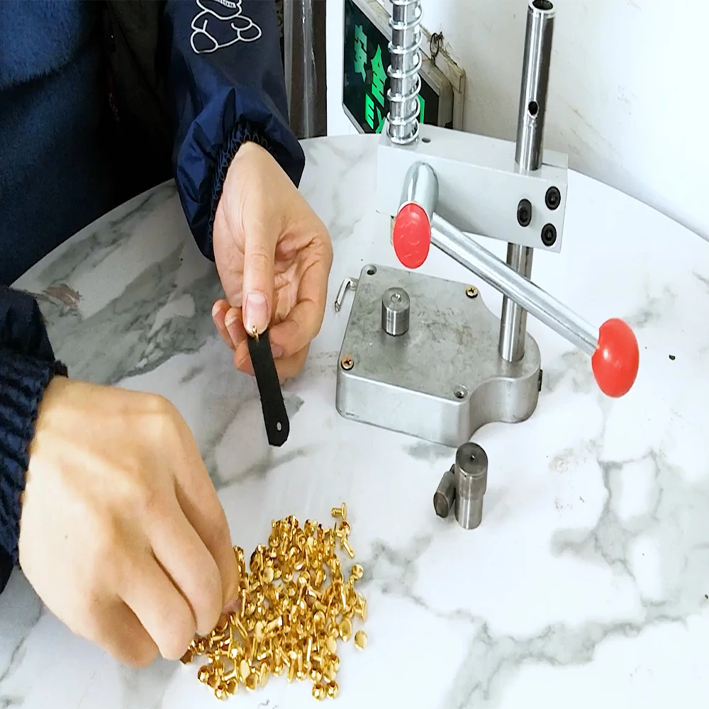 Metal Hand Press Machine for Eyelet Grommet Covered Fabric Button Snap Buttons Double Cap Rivets DIY Handmade Accessories