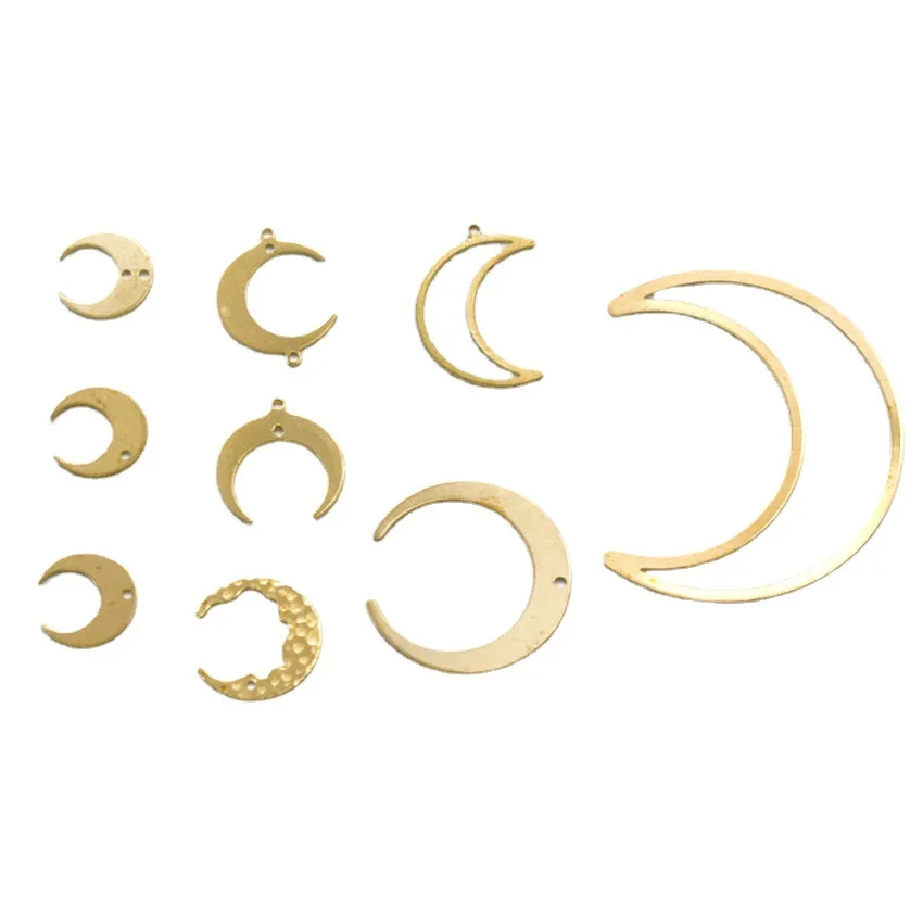 

WZNB 10Pcs Raw Brass Crescent Moon Charms Pendant Connectors Diy For Women Witchy Celestial Drop Earring Necklace Jewelry Making