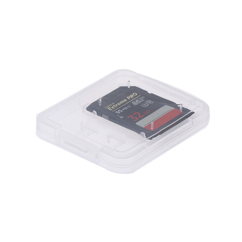 10pcs SD Memory Card Storage Box Transparent Plastic TF Sim Card Storage Case Holder SDHC MMC XD CF Card Protective Cover mini aluminum alloy micro tf sd memory card storage case protector holder box for sd tf card storage accessories