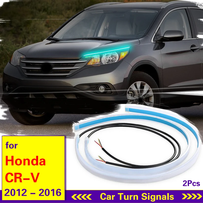 For Honda CR-V CRV 2012-2016 Headlamp Light Guide Strip Scan Two Color LED Daytime Running Lights Streamer Turn Signal Light 12V 1