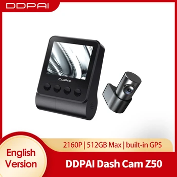 DDPAI 대시 캠 Z50 전면 및 후면 4K 캠, 2160P 전면 및 1080P 후면 카메라, 내장 WiFi GPS, 차량용 듀얼 대시 카메라