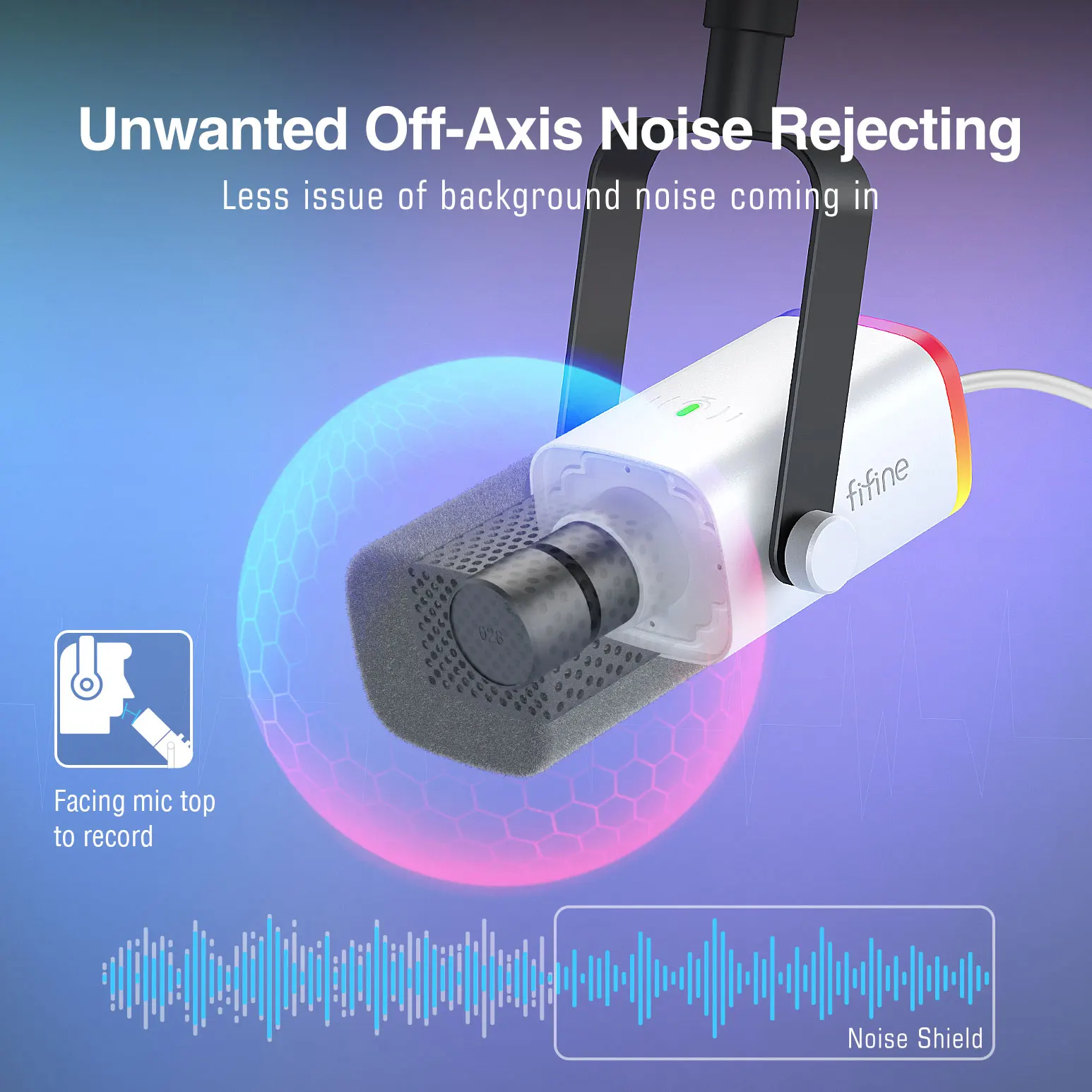 ميكروفون إضاءة احترافي مع ذراع آر جي بي