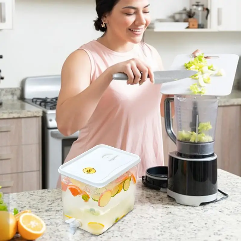 Lemonade Dispenser Filtered Water Dispenser For Fridge With Spigot And Record Storage Date Cold Drink Container With Lid