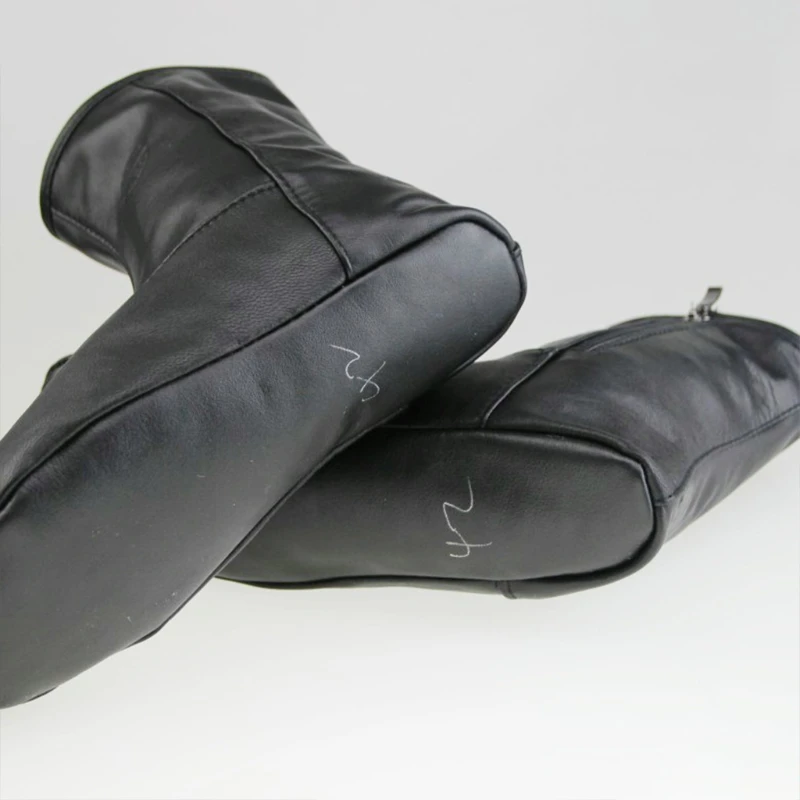 Khuffain en cuir véritable Halal avec fermeture éclair | Chaussettes Sunnah Khuff pour mosquée, noir/cuir de chèvre, pointure : US 9 (EU 41), Cuir de chèvre noir, 42/45 EU