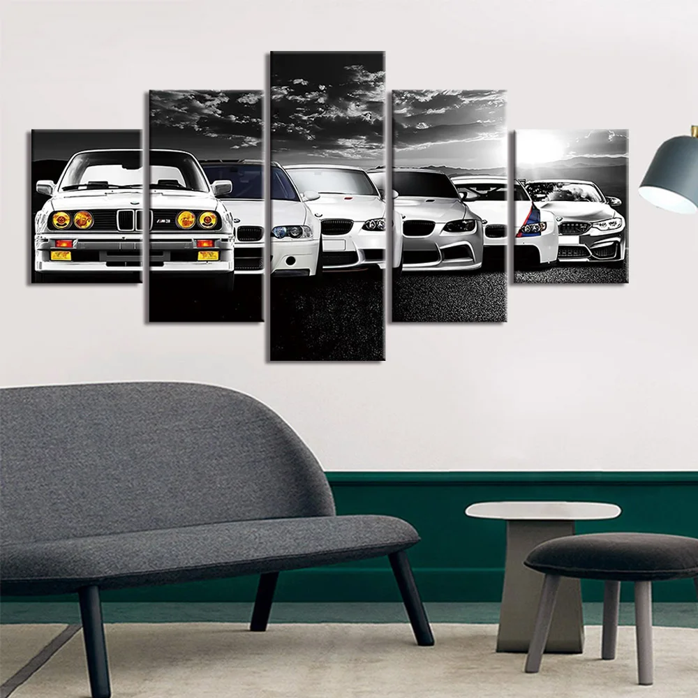 5 peças arte da parede cartaz da lona abstrato retro decoração do carro pintura sala de estar imagem impressão quarto papel parede decoração para casa
