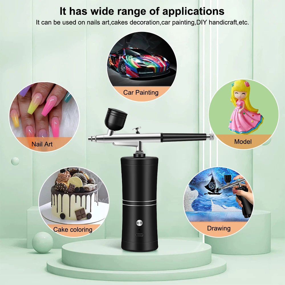 Airbrush Nail Airbrush Nail Art Paint Spray with Compressor Decoration Cake Portable Nails Coloring Air Brush Gun Mist Sprayer Rechargeable