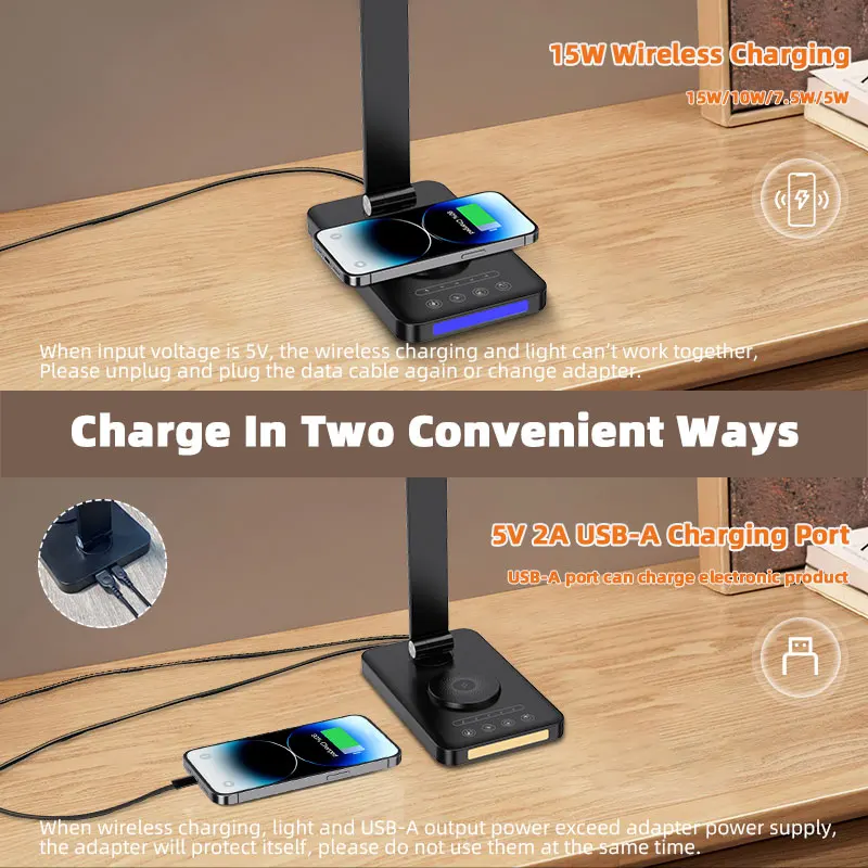 LED Desk Lamp with Wireless Charger 4