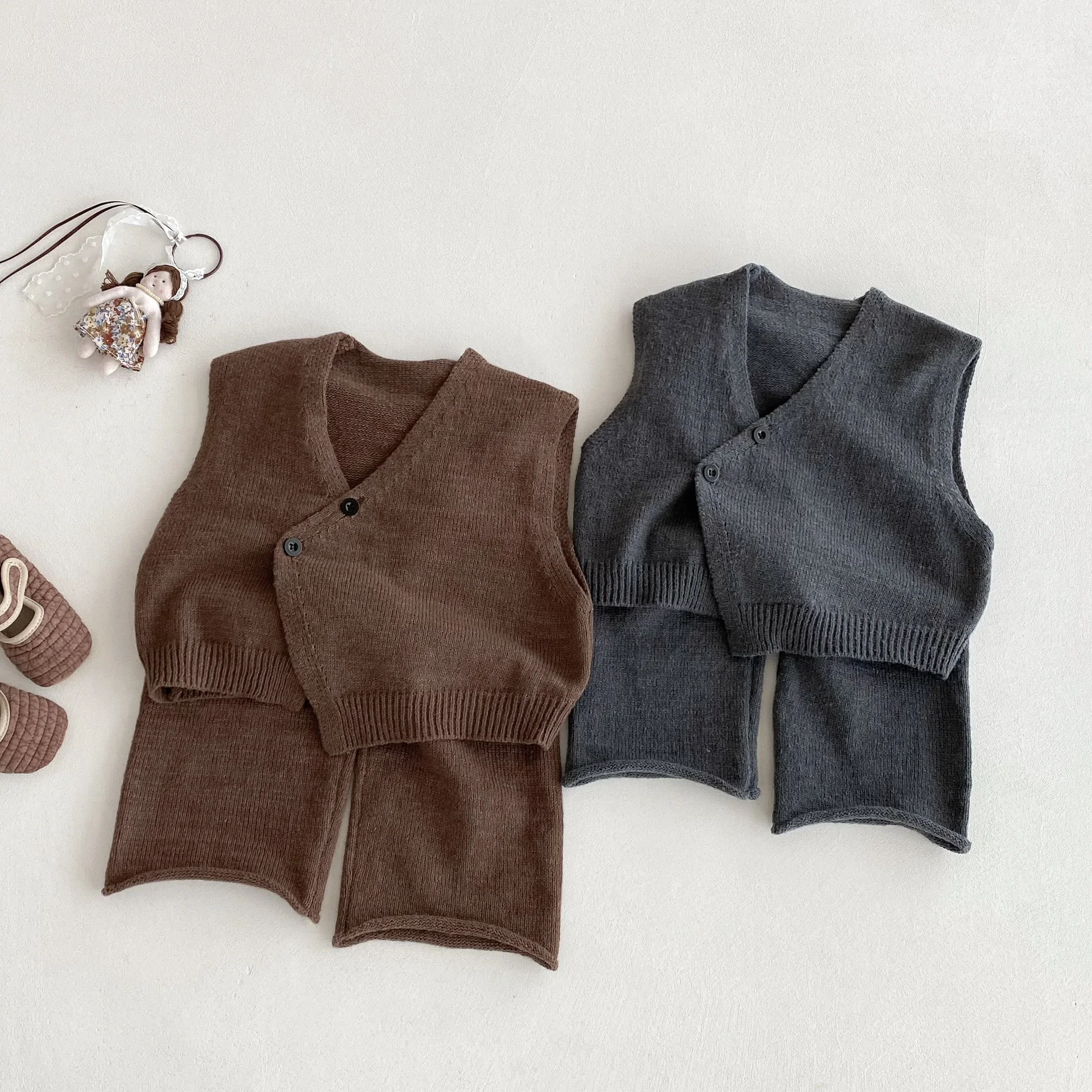 Kids Knit Vest and Pants Set Autumn Clothing