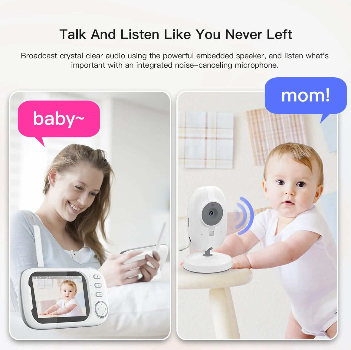 Baby Monitor 3.5 Inch LCD with Camera Wireless Protection Detection Smart Nanny Cam Electronic Babyphone