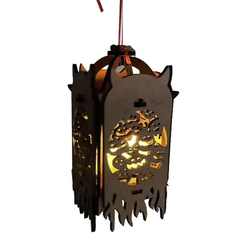 

Decorative Lantern Wooden Pumpkin Ghost Lantern Vintage Lighting Ornament Hangable LED Light For Living Room Bedroom Bar Shop
