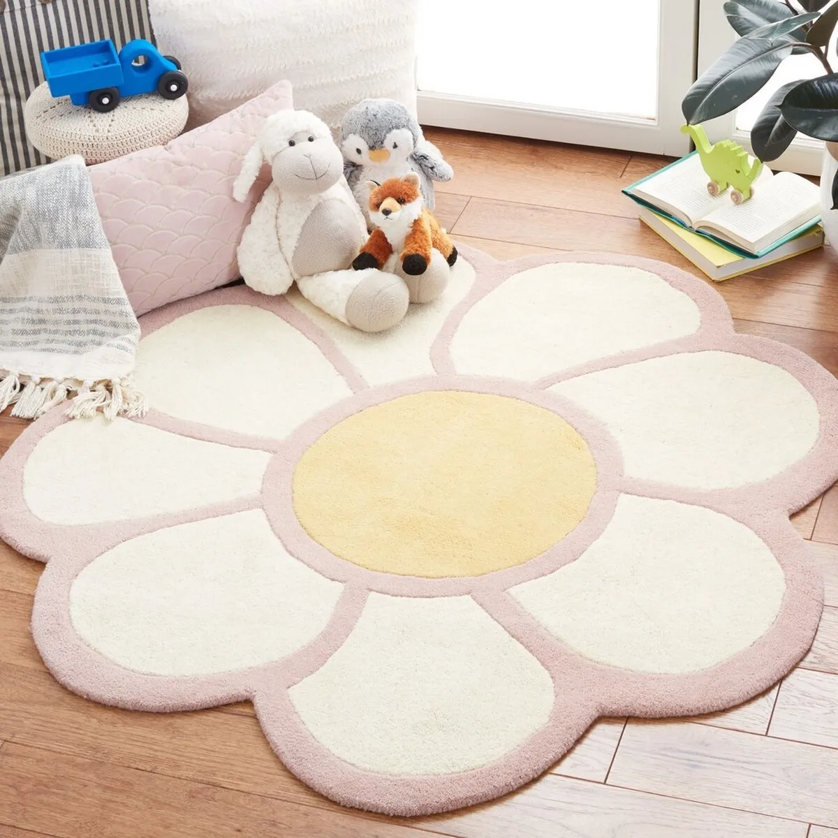 Fresh Round Carpet American Home Imitation Cashmere Flower Carpet Living Room Bedroom Bed Front Thick Absorbent Mat