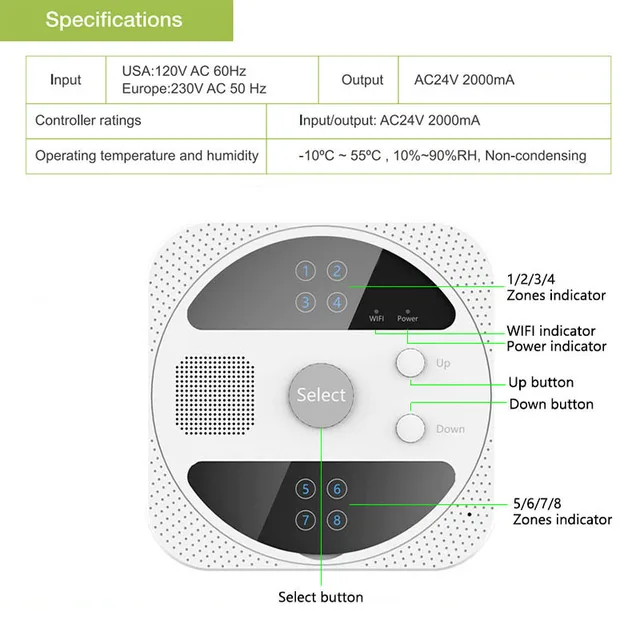 Wifi Intelligens Öntözés Időzítő Kerti Öntözővezérlő Vízszelep Öntözési Öntözőrendszer 4/6/2008 Zóna Víz - Image 6