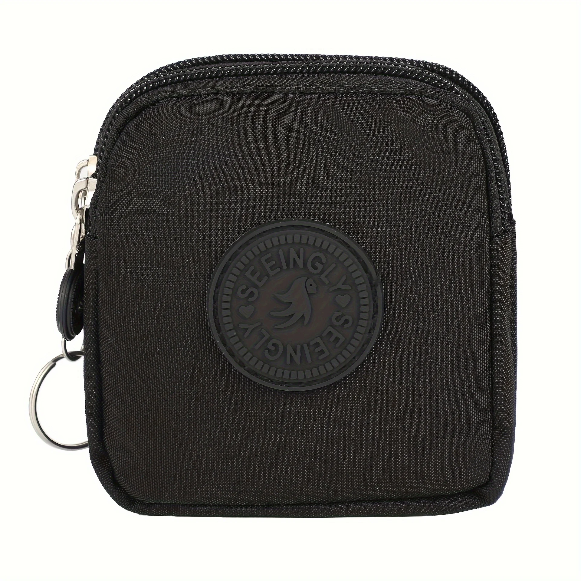 1 Stück quadratische, einfache Mini-Münztasche, kleine Schlüsseltasche, wasserdichte Nylon-Geldbörse – Detail 6