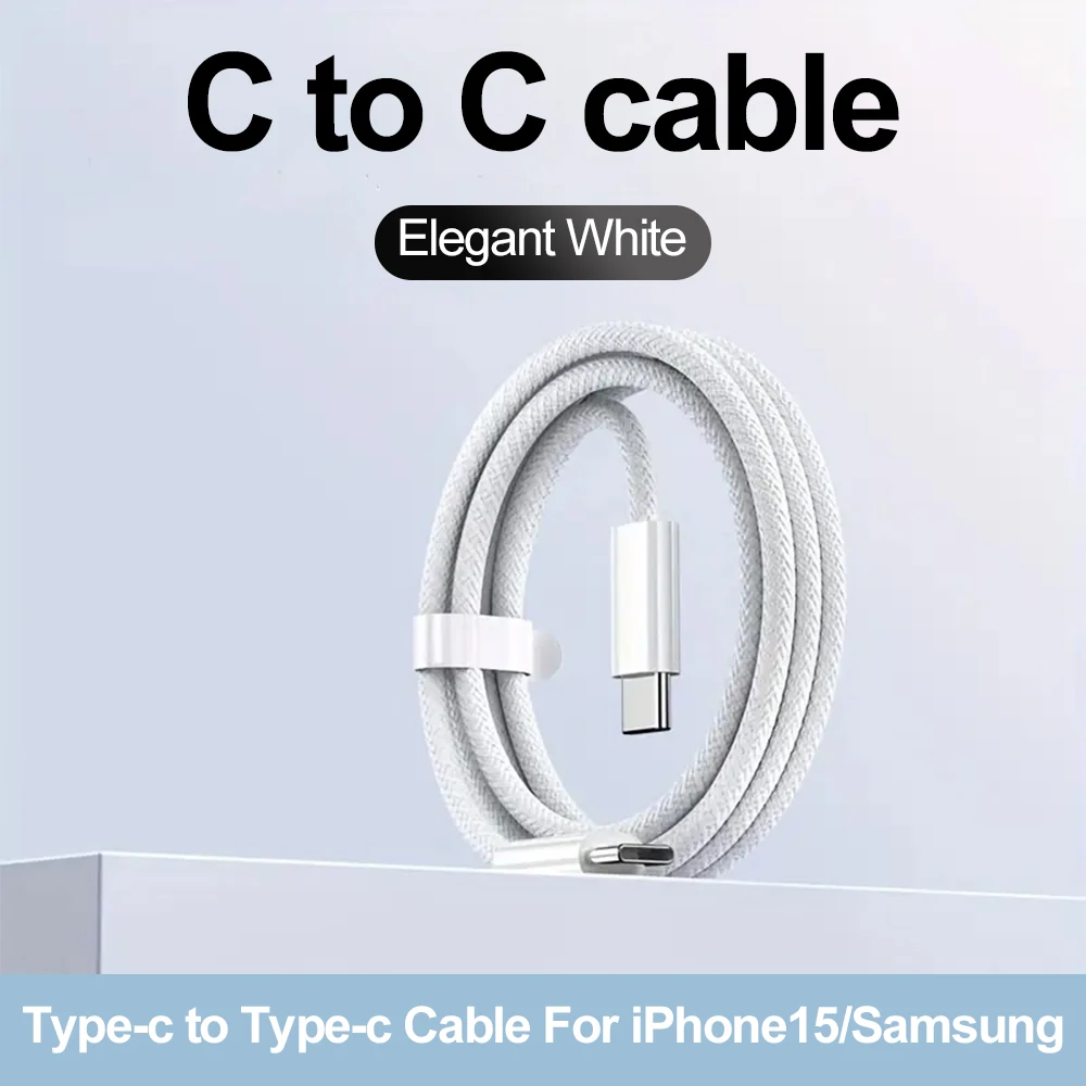 USB-C to Type C Color Cable For iPhone 15 PD 60W Fast Charging For Huawei Xiaomi Samsung Type C Weaving Cable Accessories