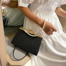 

Elegant Pearl Fashion Flap Shoulder Bags for Women 2022 Simple Crossbody Evening Bags Lady Small Tote Luxury Handbags and Purses