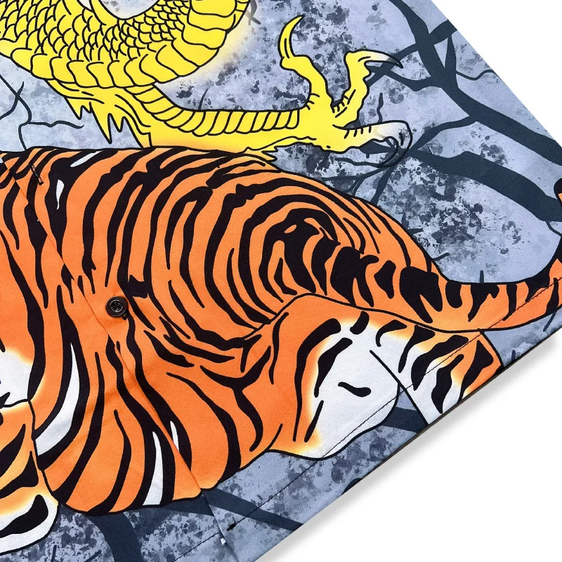 Dark Icon Tiger Full Printing Vintage Men's Shirt Short Sleeve Thin Material Holiday Beach Hawaiian Shirts 6