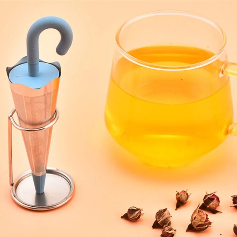 Tea Brewing Diffuser Stainless Steel Umbrella Shape Tea Infuser Fine Mesh with Bracket Mesh Maker Reusable Sieve Herbal