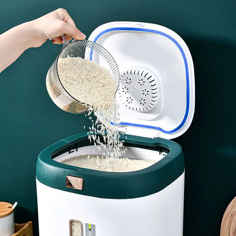 10-Kg Multi-Function Rice Bucket Large-Capacity Press-Sealed Rice Tank Household Kitchen Dry Rice Food Container Storage Bin