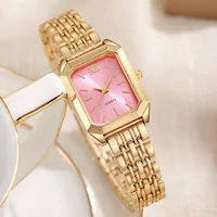 Montres de luxe légères à bande d'acier pour femmes, montre-bracelet élégante à Quartz carrée Simple à la mode pour étudiantes 2