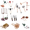 1Set Dollhouse Miniature Vintage Simulation Farm Tools Assembled Cart Agricultural Vehicle Model Garden Farming Tools DIY Decor 1