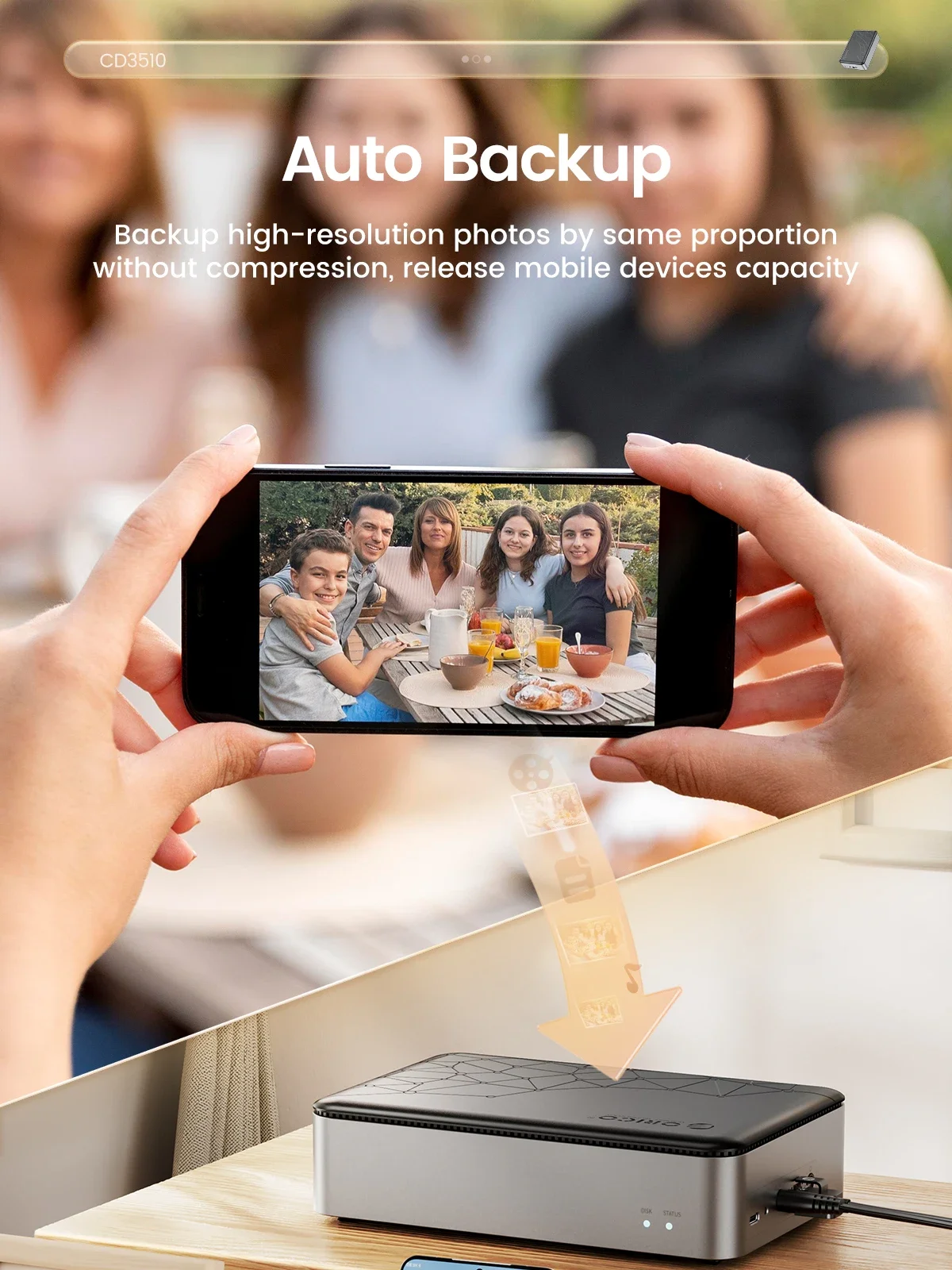 ORICO External Hd 3.5" Type-C Port NAS Automatic Backup Remote Access Share for PC Phone