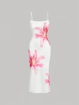 Elegant floral print sundress, resort-style dress 1