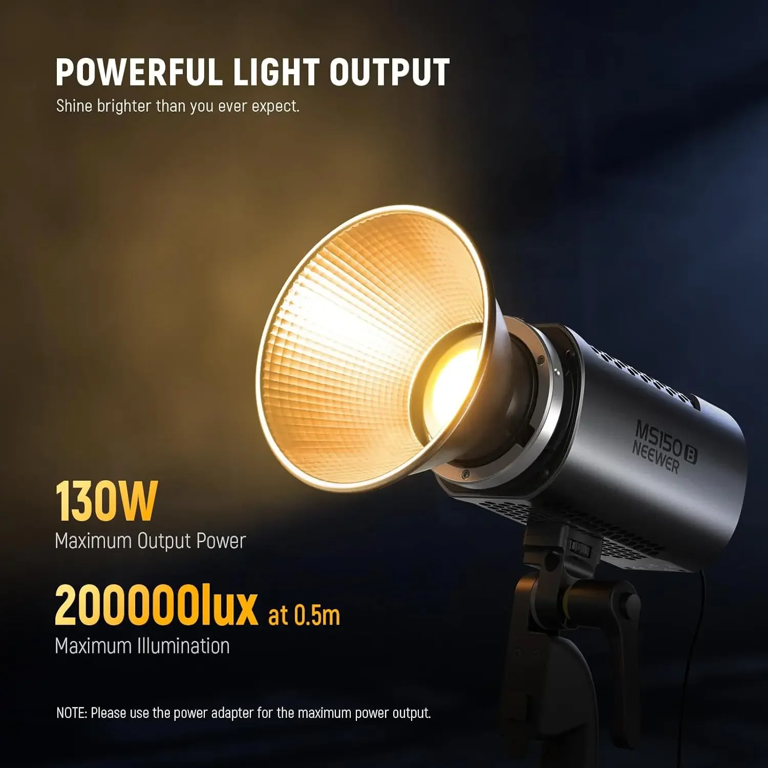 MS150B 130W Bi-Color LED Video Light Mini COB Portable Photography Lighting with