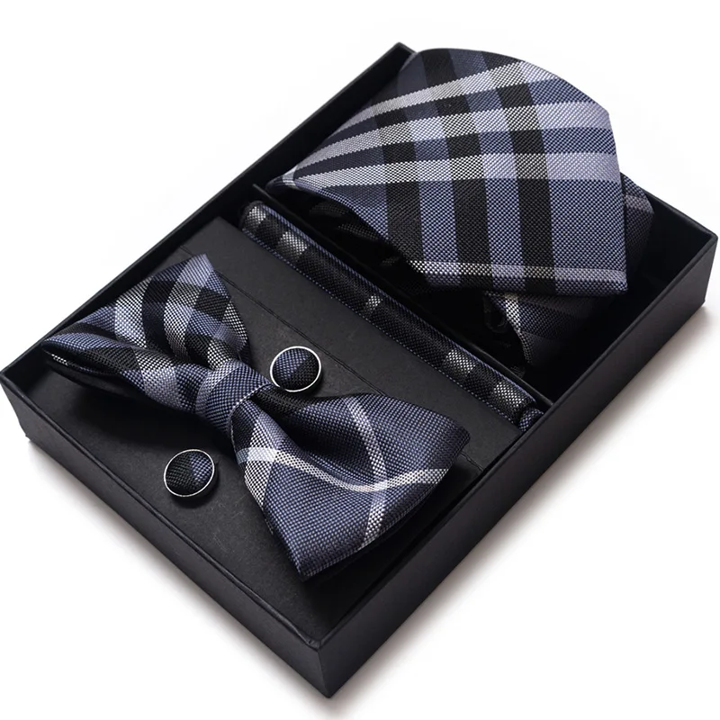 

Wedding Necktie 6-piece Set For Men Red Cashew Printing Ties Cufflinks Square Towel Bussiness Party Butterfly Bow Gifts Box