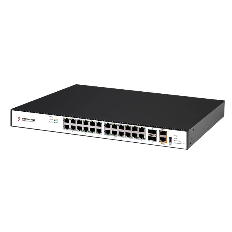 XikeStor L3 관리형 24포트 10G RJ45 2포트 100G QSFP28 VLAN/포트 집계/DHCP/라우팅 지원 WEB/CLI 관리
